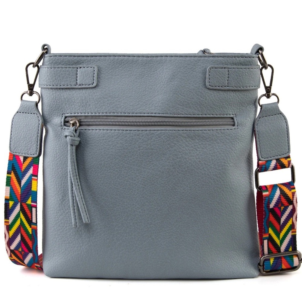 Montana West Blue Vegan Leather Crossbody Bag‎ Geometric Guitar Strap NWT - Picture 3 of 4